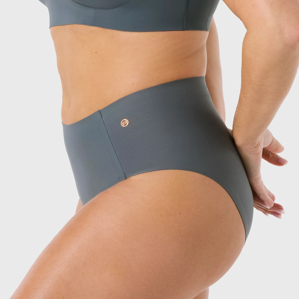 High-Waisted Retro Bikini Slate Grey