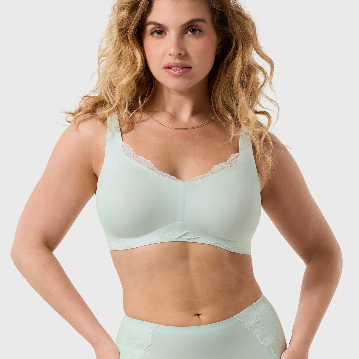 All Color: Ocean Mist | Adjustable wireless bra with Lace detail